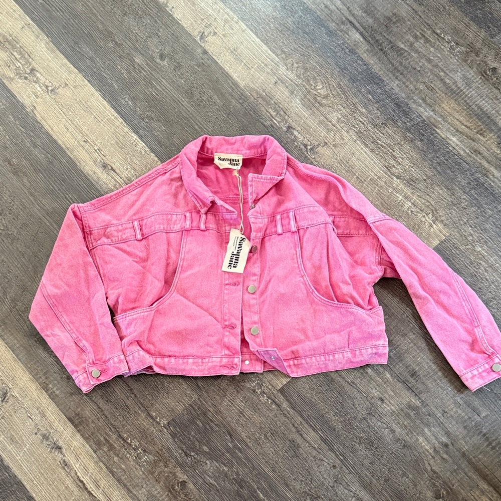 Savanna Jane Size Medium Bright Pink Denim Jacket